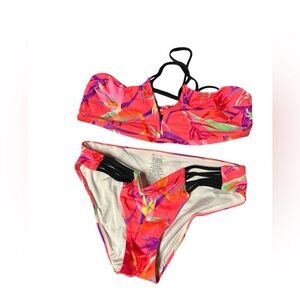 Pink Vivid Floral Neon Pink Bikini Set